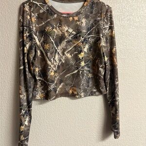 SHEIN Multicolor Camouflage Long Sleeve cropped Top